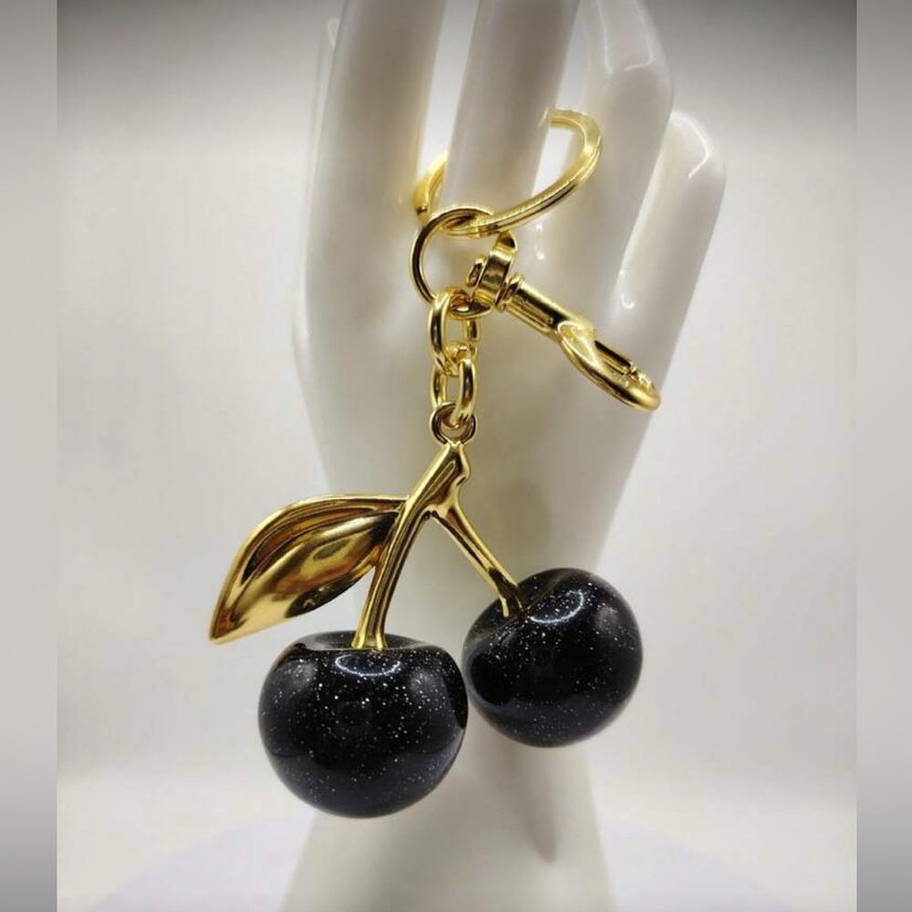 Plush Black Cherry Charm for Bags & Keychains